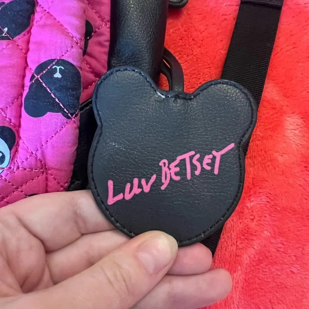 🐼🐼 Betsey Johnson pink & black panda backpack in great, clean condition 🐼🐼 - Picture 9 of 13